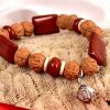 6 Mukhi Rudraksha and Jasper Bracelet for Root Chakra to Grounds the wearer and foster steadfastness and penance