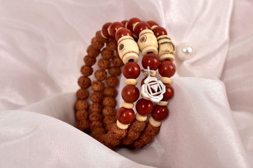 6 Mukhi Rudraksha and Jasper Bracelet for Root Chakra to Encourages fearlessness, perfectionism, spontaneity to act quickly