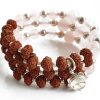 7 Mukhi Rudraksha and Rose Quartz Bracelet for Sacred Heart Chakra to Brings positivity and to help achieve greater success