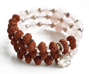 7 Mukhi Rudraksha and Rose Quartz Bracelet for Sacred Heart Chakra to Brings positivity and to help achieve greater success