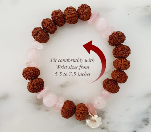 7 Mukhi Rudraksha and Rose Quartz Bracelet helps stimulate and balance the Hrit Padma Chakra