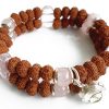 7 Mukhi Rudraksha and Rose Quartz Bracelet for Sacred Heart Chakra to Attracts opportunities related to finance and fame