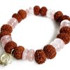 7 Mukhi Rudraksha and Rose Quartz Bracelet for Sacred Heart Chakra to Stimulate feelings of contentment and self-worth