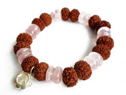 7 Mukhi Rudraksha and Rose Quartz Bracelet for Sacred Heart Chakra to Stimulate feelings of contentment and self-worth