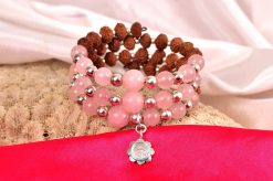 7 Mukhi Rudraksha and Rose Quartz Bracelet for Sacred Heart Chakra to Brings positivity and to help achieve greater success