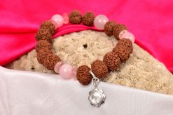 7 Mukhi Rudraksha and Rose Quartz Bracelet helps stimulate and balance the Hrit Padma Chakra