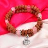 7 Mukhi Rudraksha and Rose Quartz Bracelet for Sacred Heart Chakra to Attracts opportunities related to finance and fame