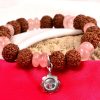 7 Mukhi Rudraksha and Rose Quartz Bracelet for Sacred Heart Chakra to Stimulate feelings of contentment and self-worth