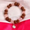 7 Mukhi Rudraksha and Rose Quartz Bracelet for Sacred Heart Chakra to Stimulate feelings of contentment and self-worth