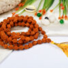 5 Mukhi Rudraksha Mala Necklace for enhances learning, knowledge, awareness and concentration-with knots