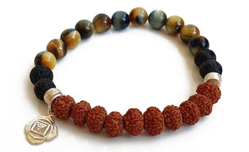 8 Mukhi Rudraksha and black Cats Eye Bracelet for Root Chakra to Attracts support in all aspects of life promotes grounding energies