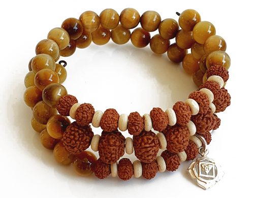 8 Mukhi Rudraksha and black Cats Eye Bracelet for Root Chakra to Brings emotional and physical stability and gives strength to overcome all hurdles