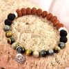 8 Mukhi Rudraksha and black Cats Eye Bracelet for Root Chakra to Attracts support in all aspects of life promotes grounding energies