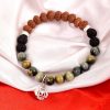 8 Mukhi Rudraksha and black Cats Eye Bracelet for Root Chakra to Attracts support in all aspects of life promotes grounding energies