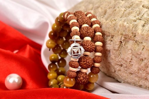 8 Mukhi Rudraksha and black Cats Eye Bracelet for Root Chakra to Brings emotional and physical stability and gives strength to overcome all hurdles