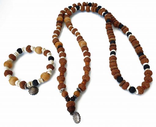 9 Mukhi Durga Mala and Bracelet Set for Crown chakra to Brings a sense of gratitude and contentment