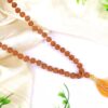 5 Mukhi Semi Chikna Rudraksha Necklace for enhances learning, knowledge, awareness and concentration-with knots