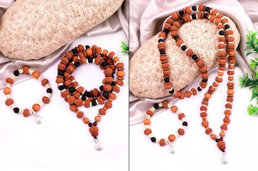 9 Mukhi Durga Mala and Bracelet Set for Crown chakra to Brings a sense of gratitude and contentment