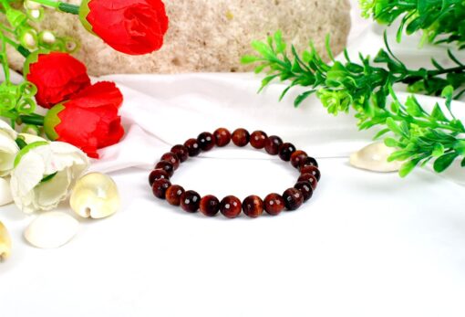 Red Tiger Eye Faceted Bracelet for enhances integrity, willpower, practicality and correct use of power