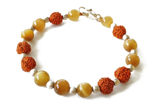 Rudraksha and Brown Cats Eye Bracelet to enhance focus and remove obstacles from life