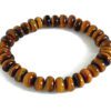 Tiger Eye Bracelet - Elliptical Beads - Natural Yoga Gemstones For Healing Energy Men Women Stretchable Bracelet