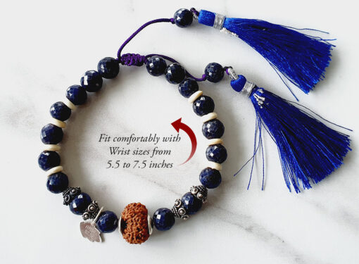 14 Mukhi Rudraksha and Blue Sapphire Bracelet - For accelerates awareness