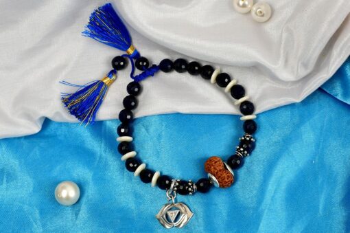 14 Mukhi Rudraksha and Blue Sapphire Bracelet - For accelerates awareness