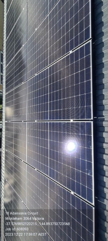 Solar panel installation on a residential rooftop at 18 Adansonia Circuit, Mickleham, Victoria