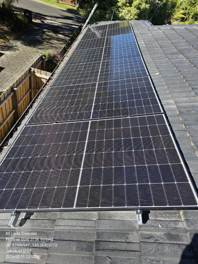 Solar panels installed on the roof of a house in Ferntree Gully, Victoria.