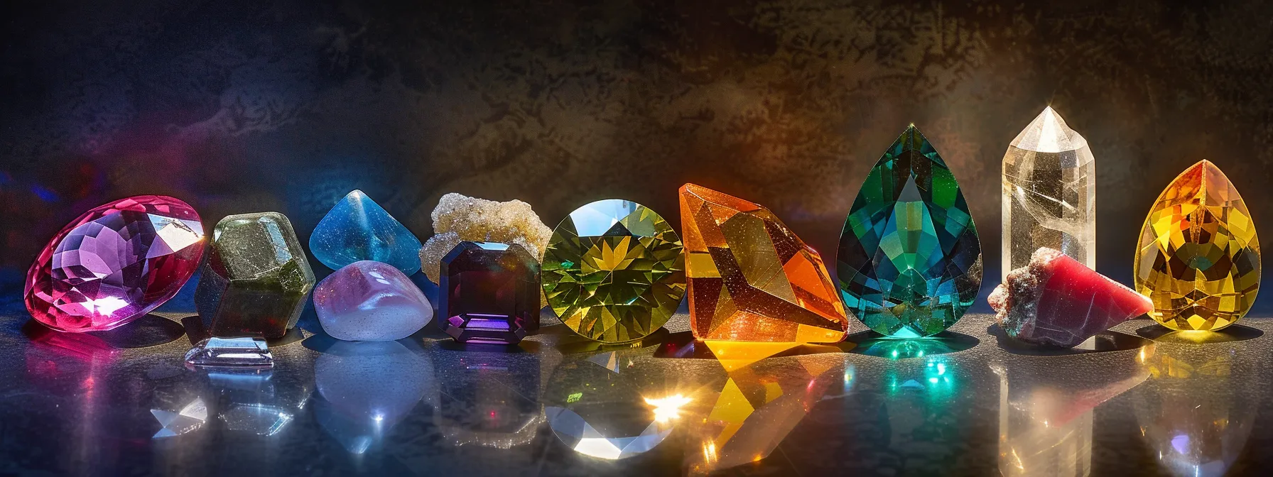 a collection of various gemstones with different cuts and shapes, reflecting individuality and personal style.