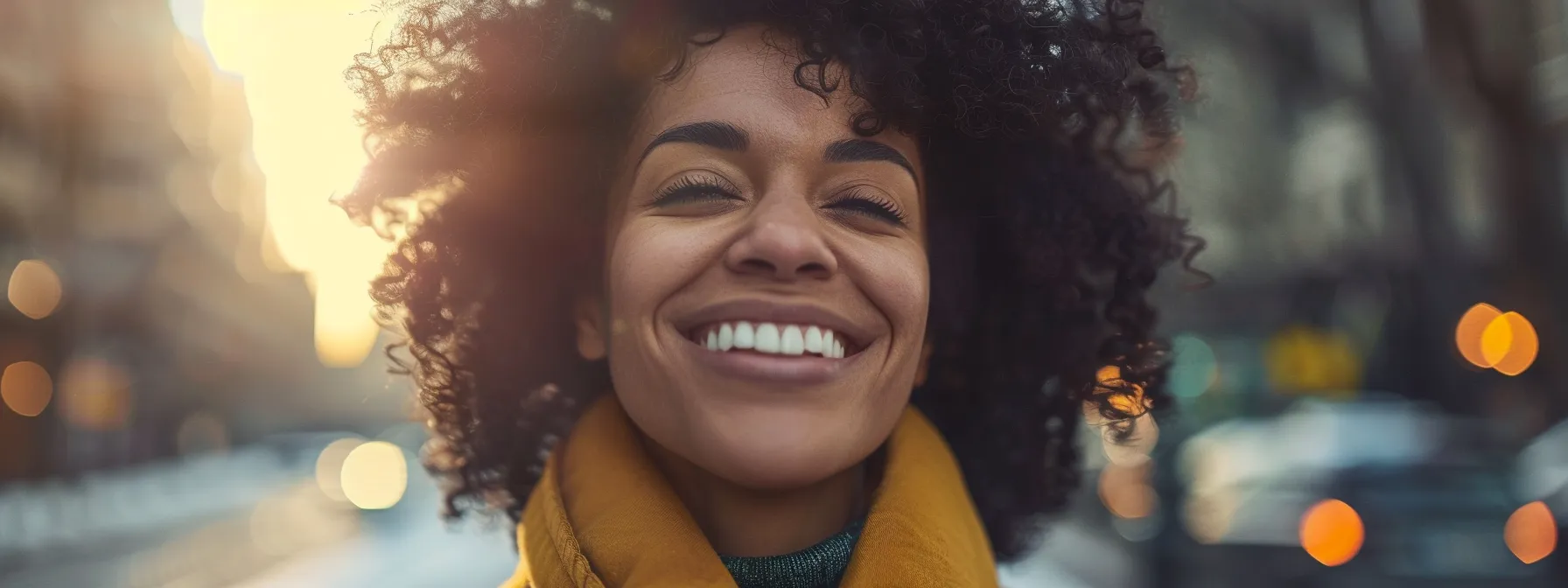 a person smiling confidently while facing and overcoming a challenging obstacle.