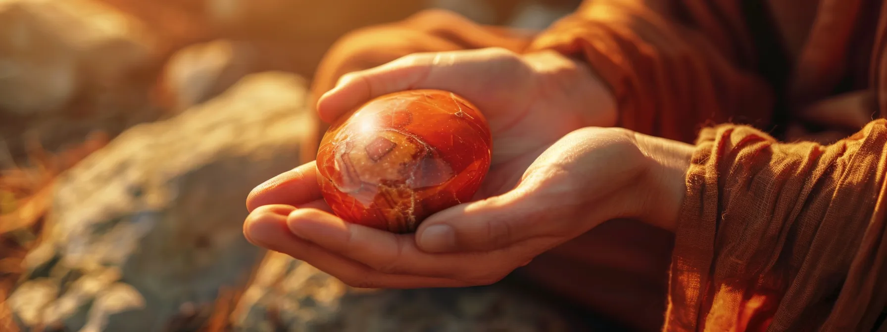 a person holding a red jasper stone over their root chakra during a meditation session.