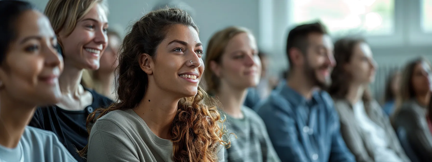 a diverse group of people engaging in a workshop, practicing psych-k techniques to improve their personal and professional lives.