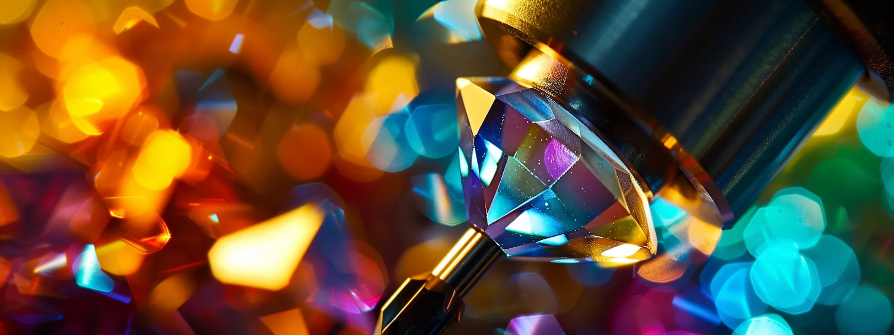 a gemstone being tested under a refractometer with polarized light to determine its refractive index and birefringence.