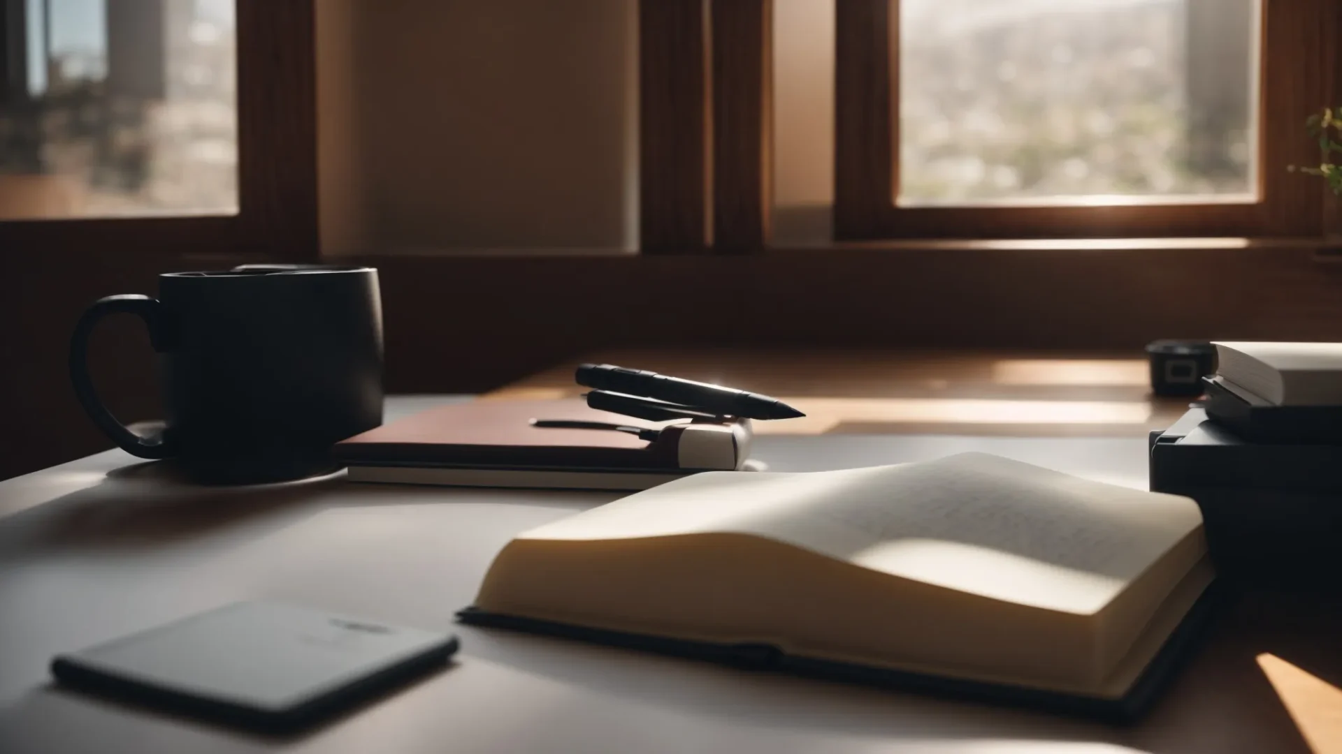 a person sitting in a peaceful room, with a notebook and pen, preparing mentally for a psych-k therapy session.