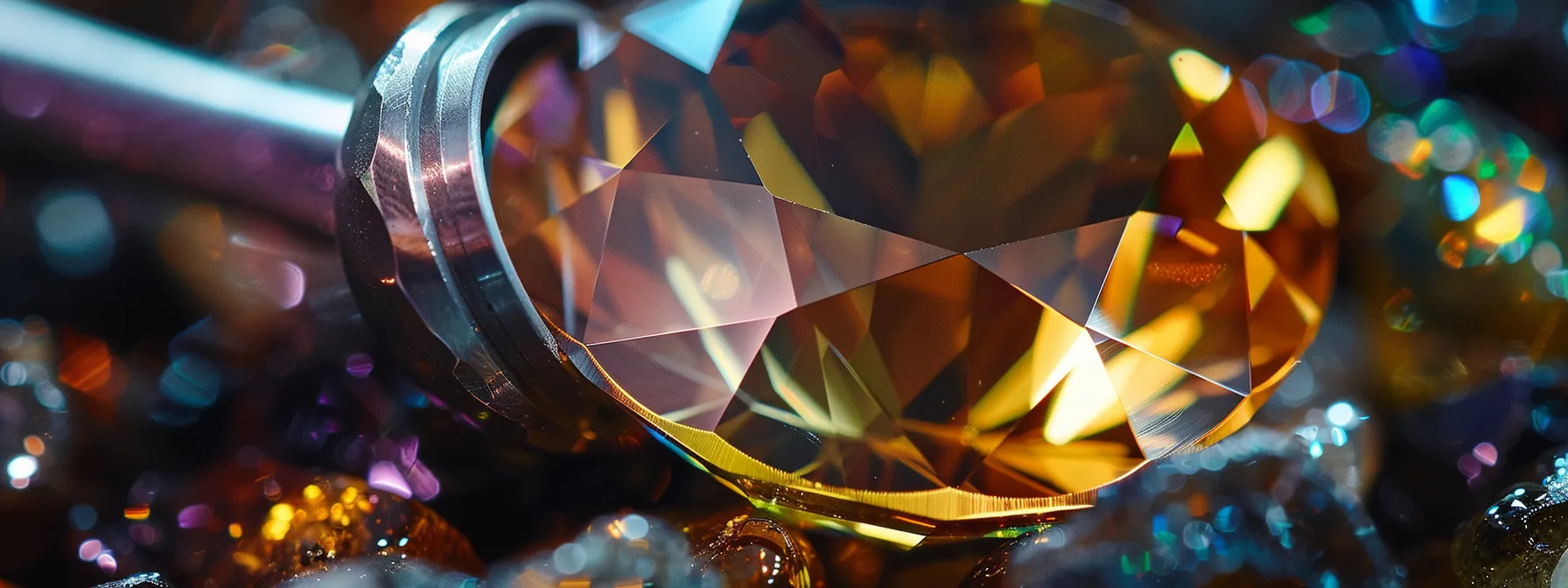 a gemstone being examined with a loupe, revealing surface patterns and inclusions that impact its luster and value.