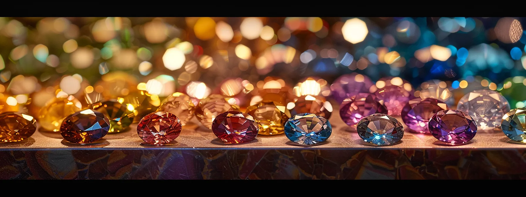 sparkling gemstones from africa shining brightly in a display case.