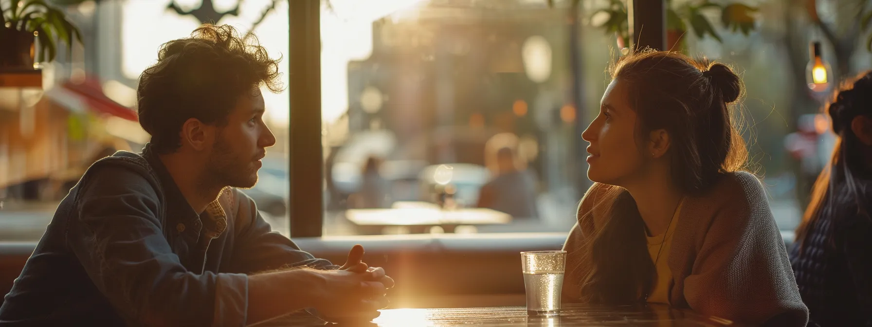 two people engaged in a deep and meaningful conversation, showing understanding and empathy towards each other.