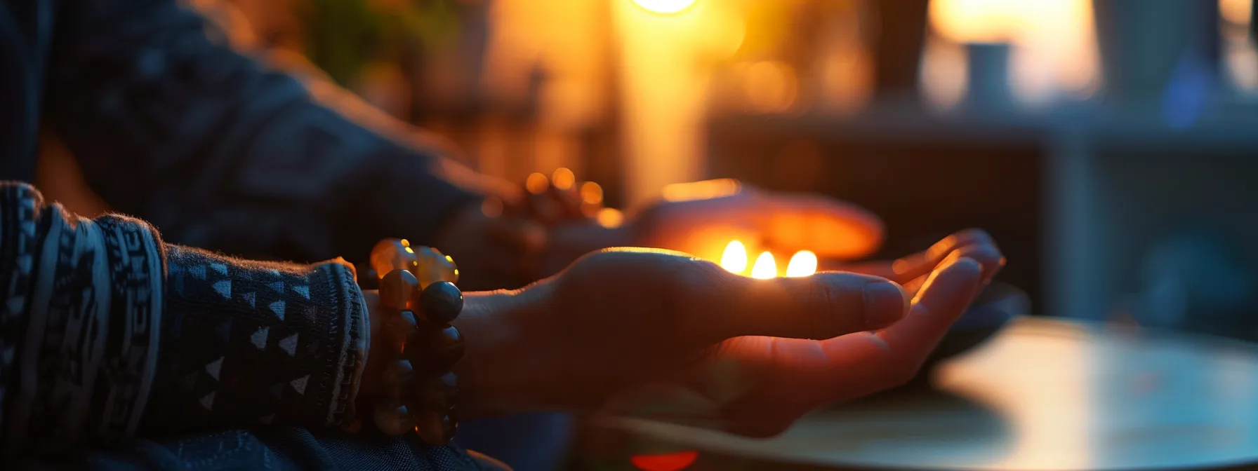 a person wearing a stress relief bracelet made of natural stones, feeling grounded and calm amidst daily challenges.