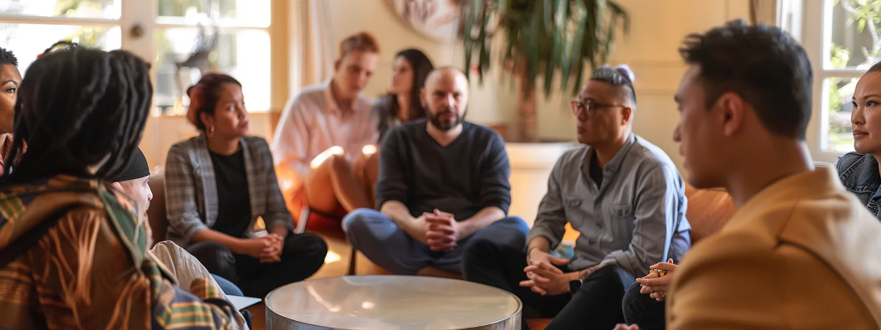 a group of people engaging in a deep and transformative discussion about their belief systems and personal development.