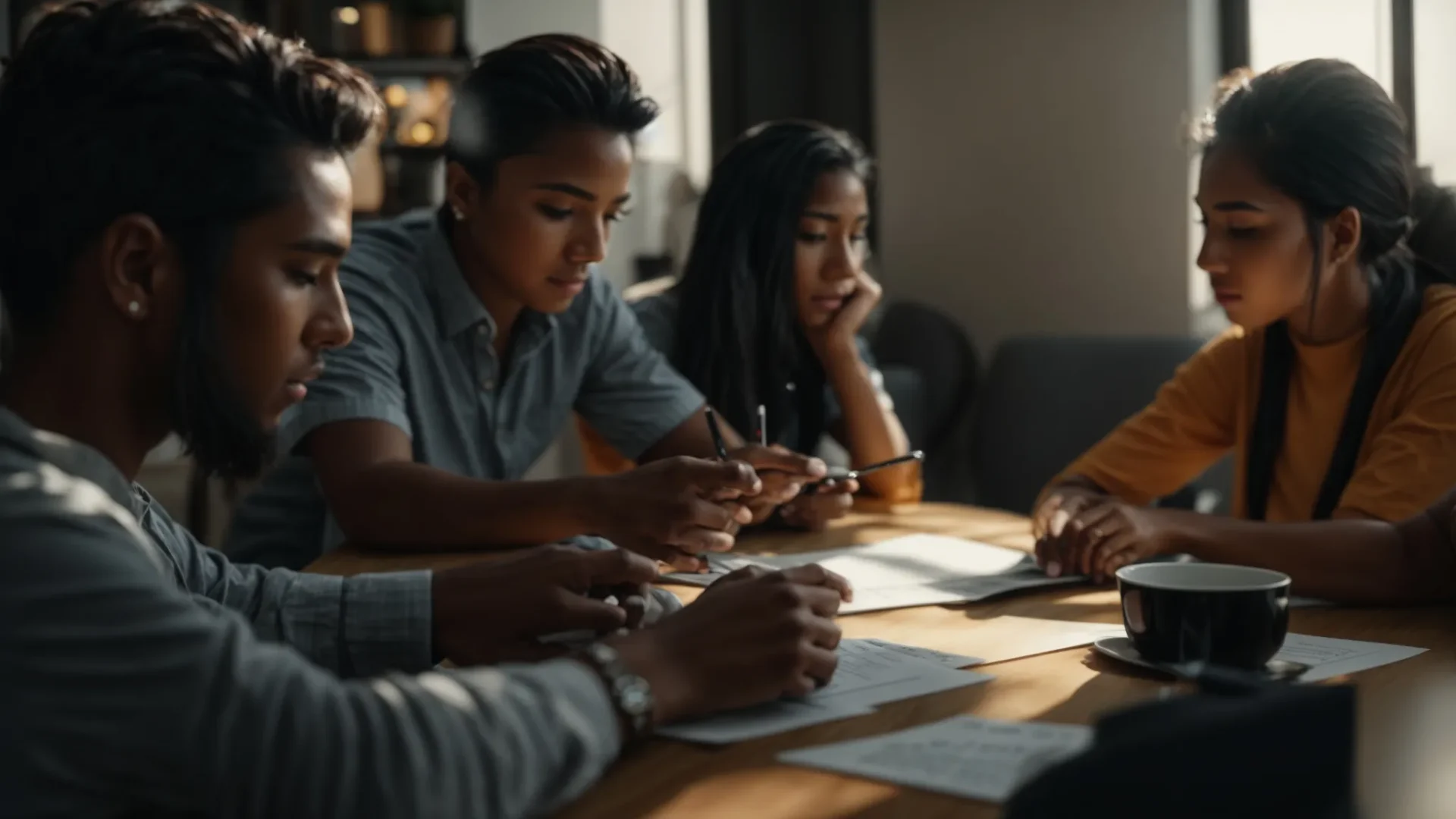 a group of individuals working together, discussing their long-term goals and strategies for success.