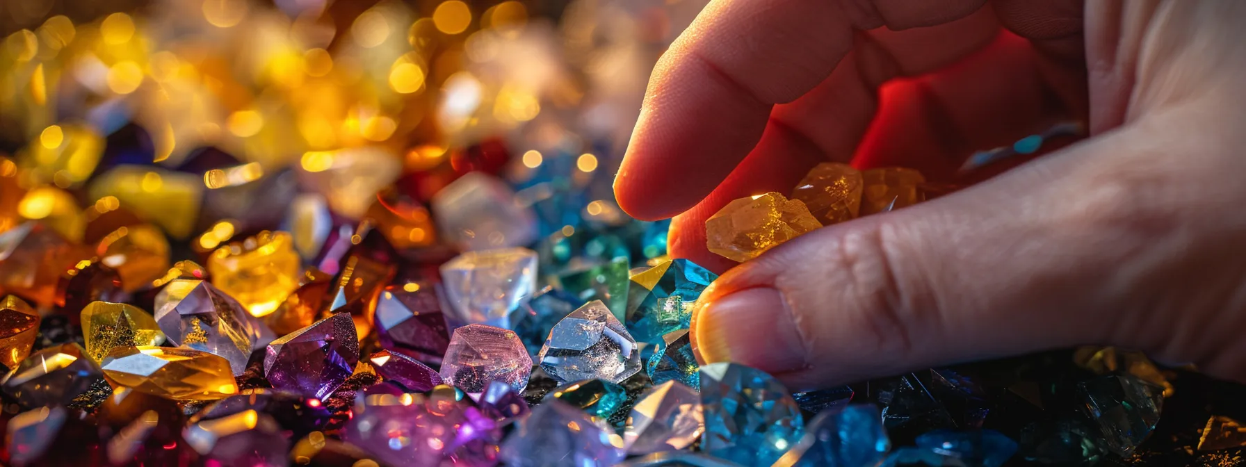 examining gemstones with a light source to assess transparency and clarity.