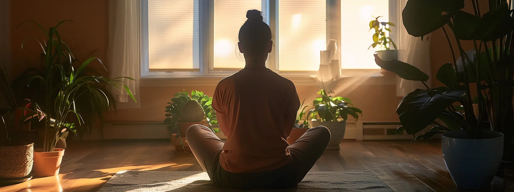 a person sitting in a peaceful room, preparing mentally and emotionally for their first psych-k session with a facilitator.