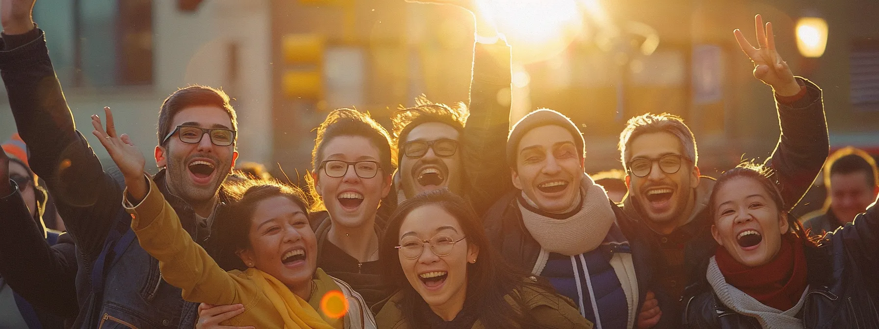 a group of people smiling and celebrating their achievements together, radiating joy and success.