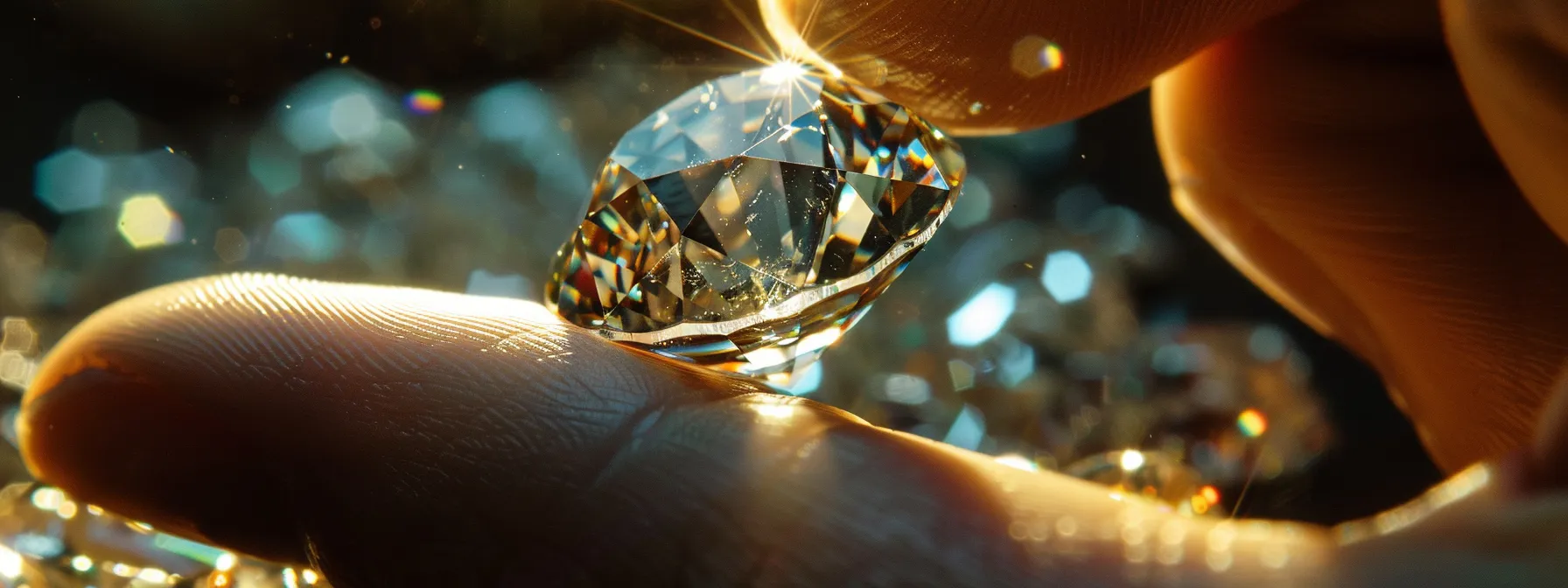 examining a sparkling gemstone under bright lighting.