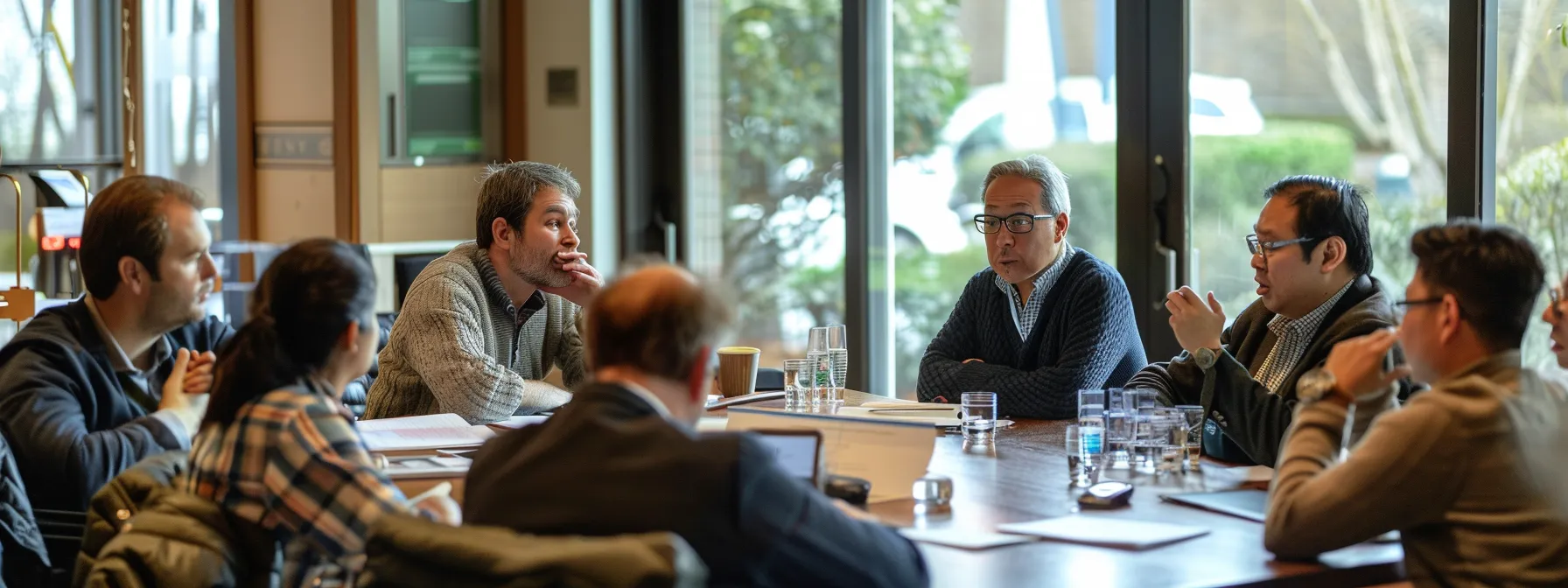 rob williams engaging in deep conversation with a group of diverse experts, brainstorming about the future of psych-k.