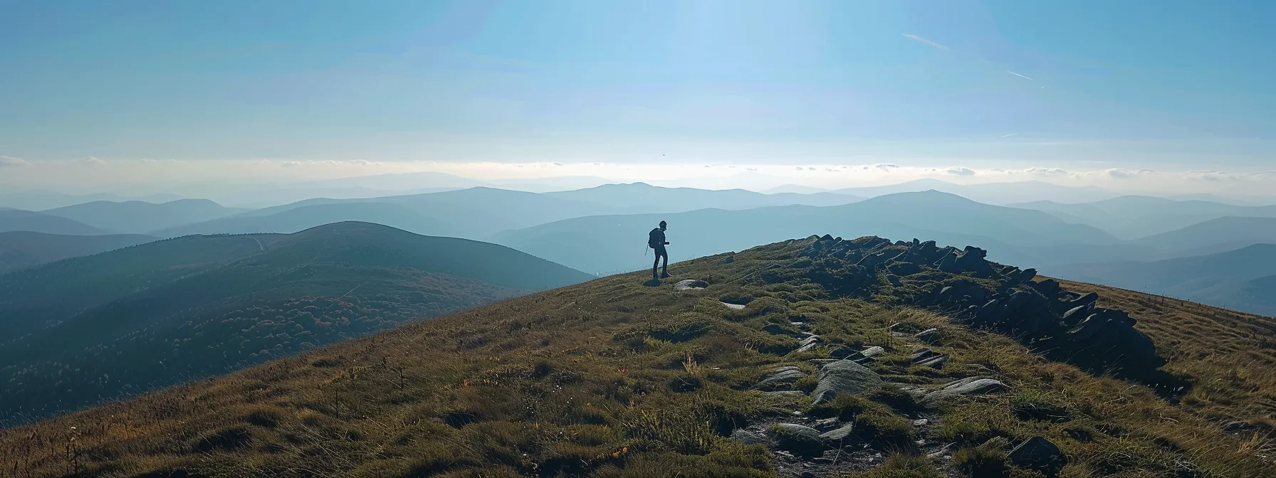 a person standing at the top of a mountain, looking out at a breathtaking view, celebrating their achievements and reflecting on their progress towards their goals.