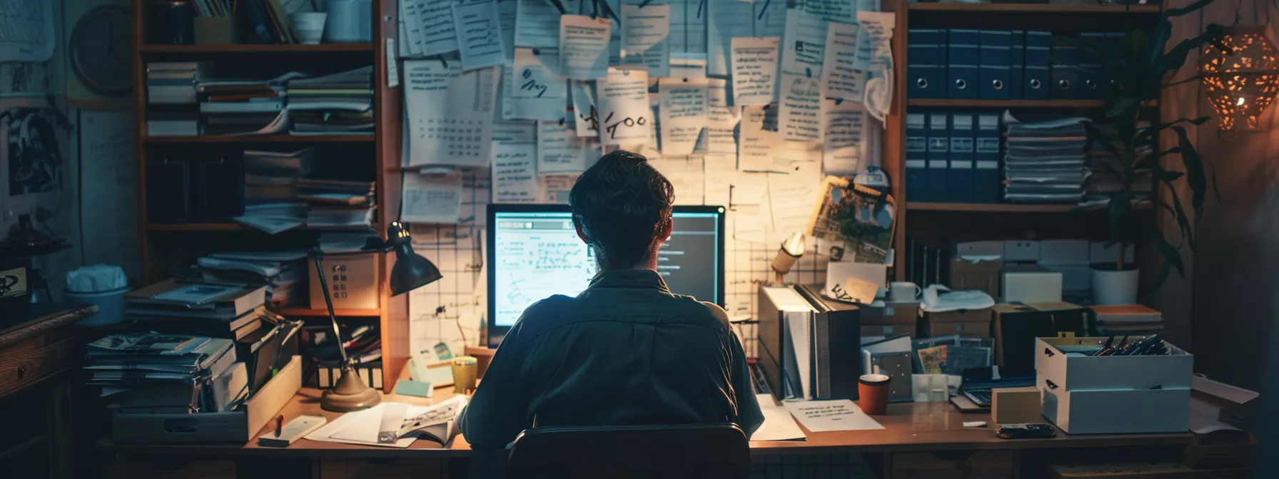 a focused individual sitting at a clutter-free desk, surrounded by organized planners and a clear to-do list, reflecting on their time management strategies.