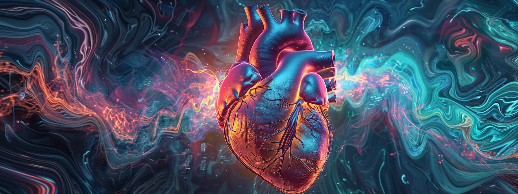 a mesmerizing visualization of the heart and brain in perfect harmony, symbolizing the intricate connection between emotion, health, and well-being.