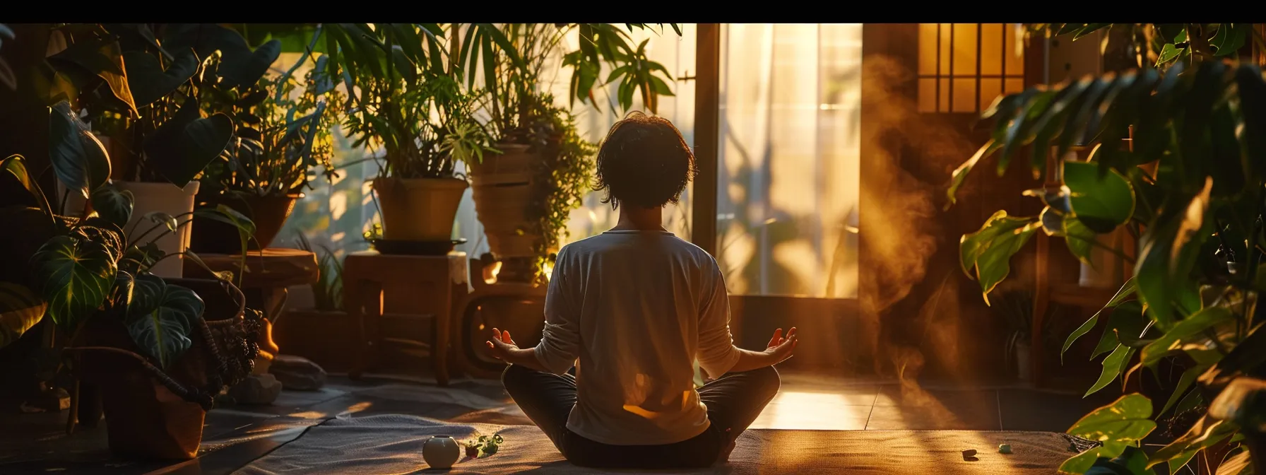 a person sitting in serene meditation, surrounded by soft lighting and peaceful nature, practicing heartmath techniques for emotional stability.